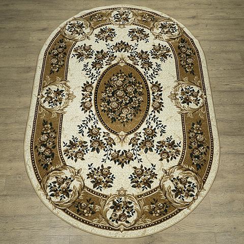 Российский овальный кремовый ковер лайла де люкс 15364